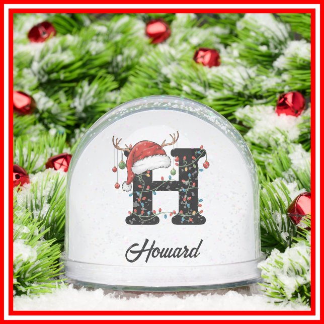 Monogram Family Christmas Antlers Weihnachtsmannmü Schneekugeln (Von Creator hochgeladen)
