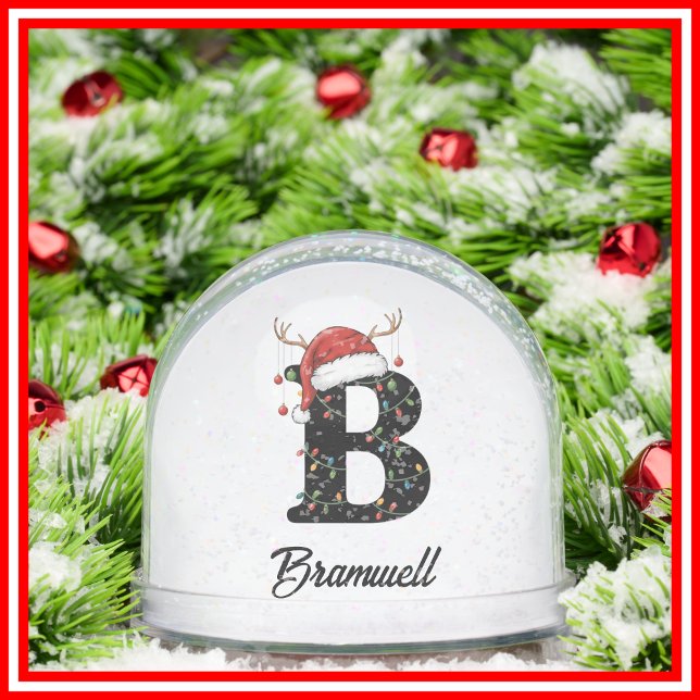 Monogram Family Christmas Antlers Weihnachtsmannmü Schneekugeln (Von Creator hochgeladen)