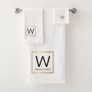 Monogram Family Couple Names White Bath Handtuch S Badhandtuch Set