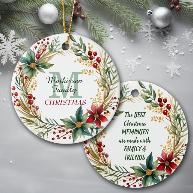 Monogram Family Erinnerungen Weihnachtsschrei Keramik Ornament (Von Creator hochgeladen)