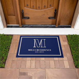 Monogram Family Jahr Navy Blau Champagner Fußmatte