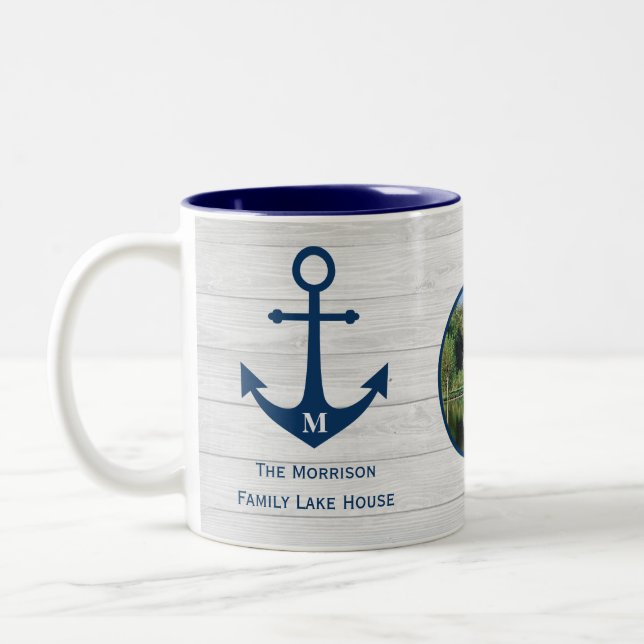 Monogram Family Lake House Living Zweifarbige Tasse (Links)