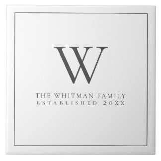Monogram Family Moderne Elegance Holzkohle White Fliese