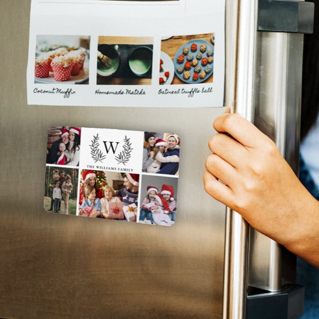 Monogram Family Photo Collage  Magnet (Von Creator hochgeladen)