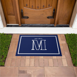 Monogram Family Year Navy Blue Champagne Fußmatte
