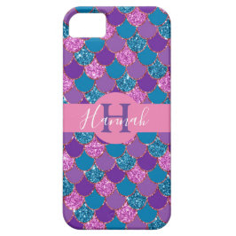 Monogram - Farbenfrohe Mermaid Glitzer Design - Case-Mate iPhone Hülle