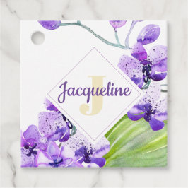 Monogram farbenfrohe Wasserfarbe Orchid-Design Geschenkanhänger