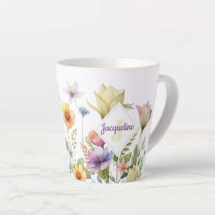 Monogram farbenfrohe Wilde Blume Illustriert Milchtasse