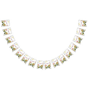 Monogram farbenfrohe Wilde Blume Illustriert Wimpelkette