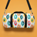 Monogram farbiges Tribal-Abstraktes Muster Duffle Bag<br><div class="desc">Monogram Abstraktes Tribal Muster Personalisiert Name Duffle Bag Sports Bag Gym Bag ist ein elegantes,  farbenfrohes,  ethnisches Muster in aquamarin,  orange,  gelb und rosa auf weißem Hintergrund. Fügen Sie Ihr individuelles Monogramm,  Ihren Namen oder Text für ein fabelhaftes Geschenk für Familie und Freunde hinzu. Erstellt von Evco Studio www.zazzle.com/store/evcostudio</div>