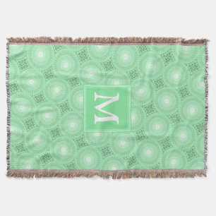 Monogram Federgrün Kreismuster Decke