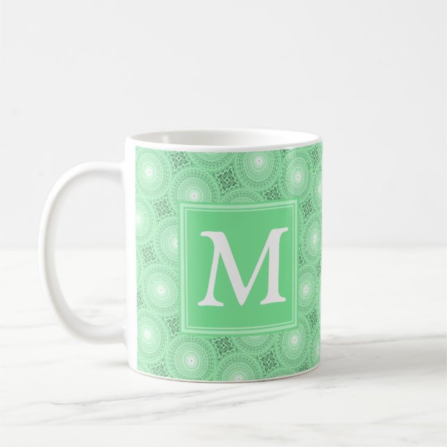 Monogram Federgrün Kreismuster Kaffeetasse (Links)