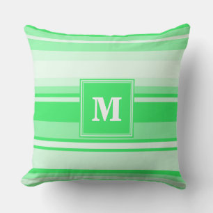 Monogram Federgrün Streifen Kissen
