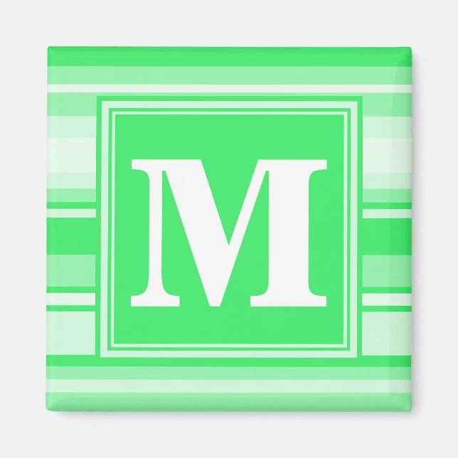 Monogram Federgrün Streifen Magnet (Vorne)
