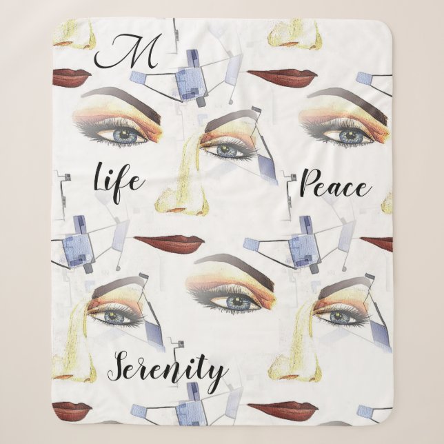 Monogram Feminine Chic Artistic Artistic Artwork Sherpadecke (Vorderseite)