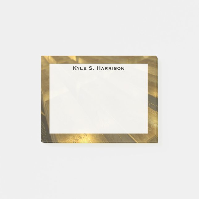 Monogram Feng Shui Gold Bullion Wohlstand Post-it Klebezettel (Vorderseite)