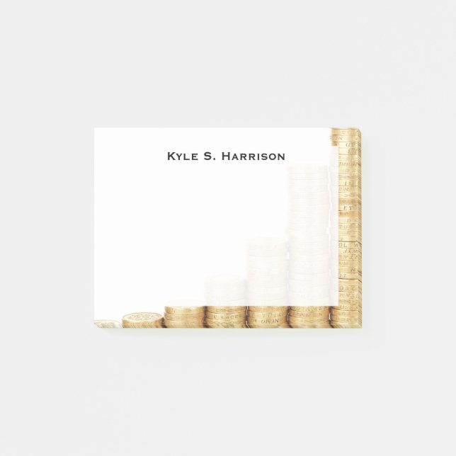 Monogram Feng Shui Zunehmende Gold Coins Post-it Klebezettel (Vorderseite)