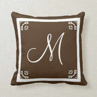 MONOGRAM Festbraun personalisiert Kissen