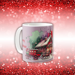 Monogram Festival Vintage Christmas on lilac   Kaffeetasse