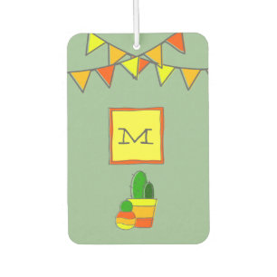 Monogram Festive Fiesta + Niedlich handGezeichnet  Autolufterfrischer