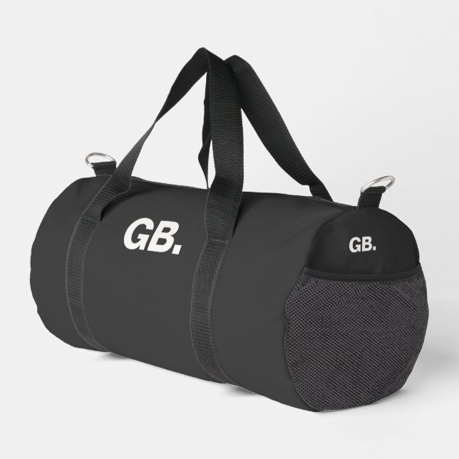 Monogram Fett Modern Minimal Schwarz Duffle Bag (Rechte Ecke)