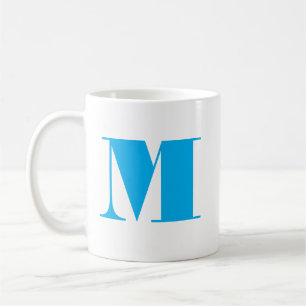 Monogram Fett Moderne Minimalistische Blau Weiße T Kaffeetasse