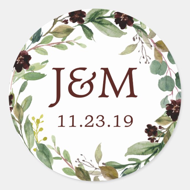 Monogram Fevor Stickers Greenery Burgundy (Vorderseite)