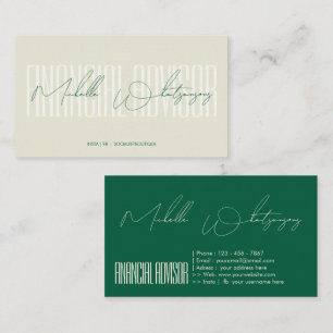 Monogram FINANCIAL ADVISOR moderne Schrift Visitenkarte