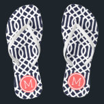 Monogram Flip Flops<br><div class="desc">Maßgeschneiderte, bedruckte Flop-Sandalen mit einem stilvollen, modernen Trellis-Muster und einem eigenen Monogramm oder einem anderen Text in einem Kreisrahmen. Klicken Sie auf Anpassen, um Schriftart und Farben zu ändern oder eigene Bilder hinzuzufügen, um ein einzigartiges Design zu erstellen!</div>