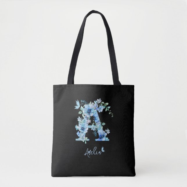 Monogram Floral Alphabet A Personalize Tasche (Vorderseite)
