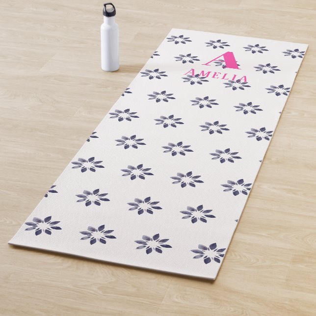 Monogram Floral Blue Yogamatte (Beispiel)