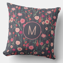 Monogram Floral Dark Kissen