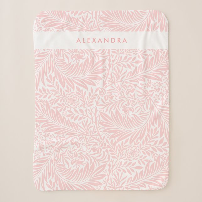 Monogram Floral Foliage William Morris Pink Sherpadecke (Vorderseite)
