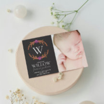 Monogram Floral Foto Neugeborene Personalisiert