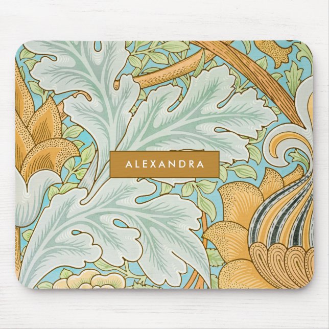 Monogram Floral Greenery Botanical Yellow Green Mousepad (Vorne)