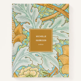 Monogram Floral Greenery Botanical Yellow Green Notizbuch