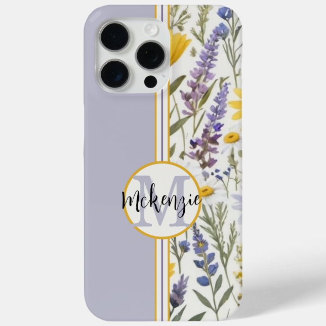 Monogram Floral iPhone Cover-Pink Aqua Gelb title_seo2 (Rückseite)