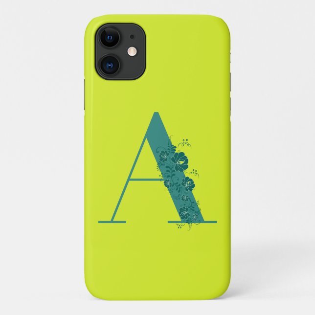 Monogram Floral Letter A iPhone Case (Rückseite)