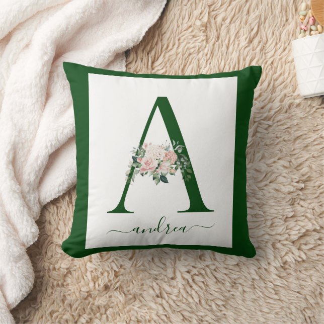 Monogram Floral Letter A Kissen (Decke)