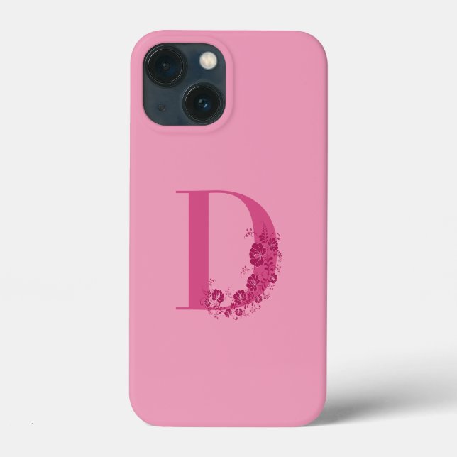 Monogram Floral Letter D iPhone Case (Rückseite)