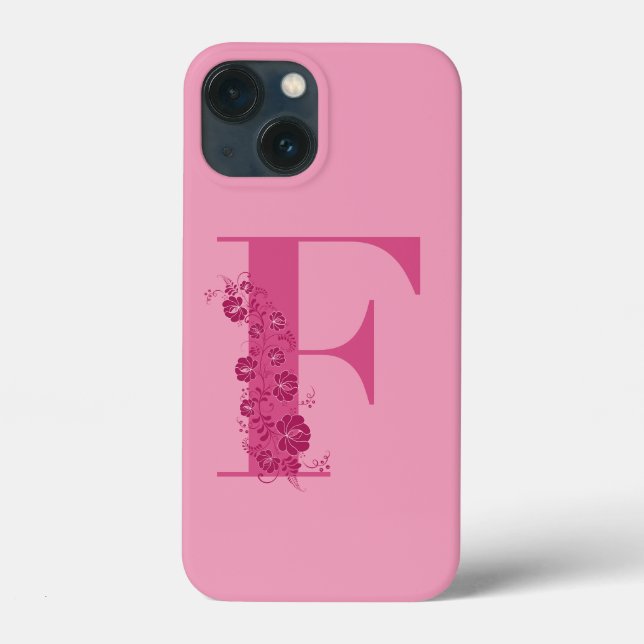 Monogram Floral Letter F iPhone Case (Rückseite)