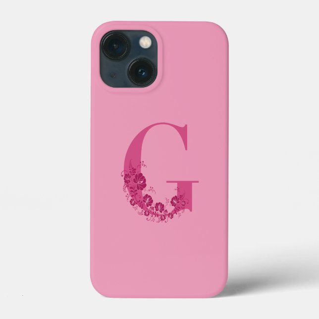 Monogram Floral Letter G iPhone Case (Rückseite)