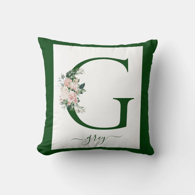 Monogram Floral Letter G Kissen (Vorderseite)