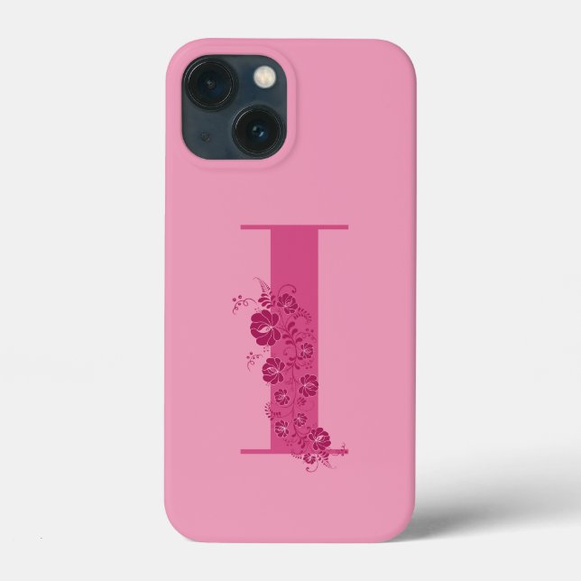 Monogram Floral Letter I iPhone Case (Rückseite)