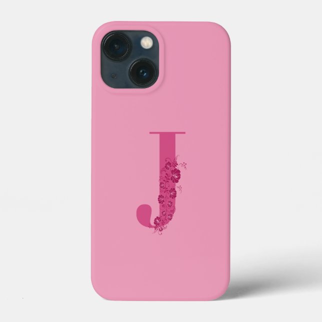 Monogram Floral Letter J iPhone Case (Rückseite)