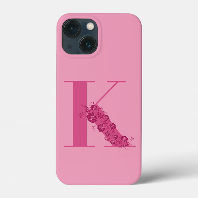 Monogram Floral Letter K iPhone Case (Rückseite)