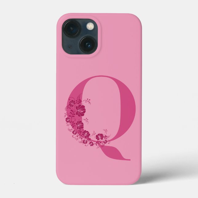 Monogram Floral Letter Q iPhone Case (Rückseite)