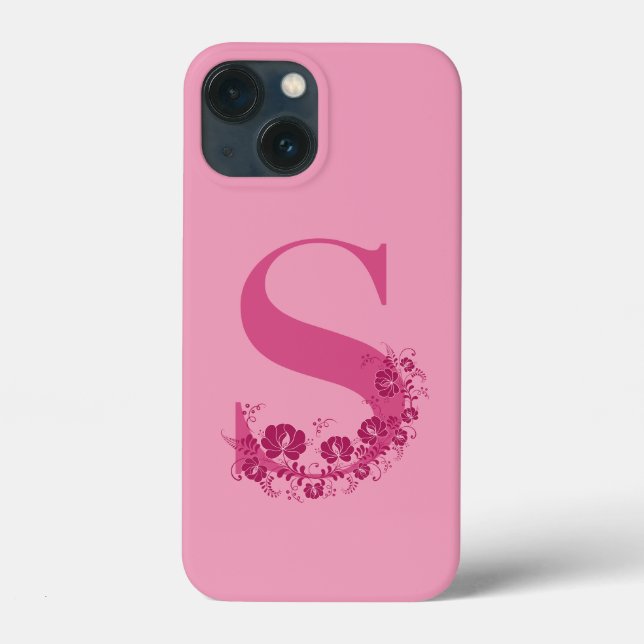 Monogram Floral Letter S iPhone Case (Rückseite)
