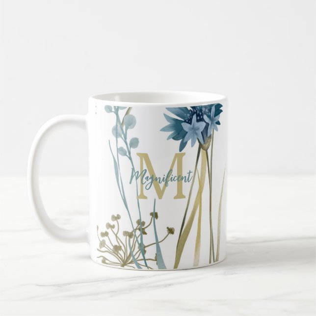 Monogram Floral Light Blue Kaffeetasse (Links)