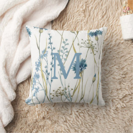 Monogram Floral Light Blue Kissen